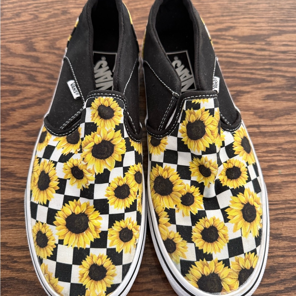Vans Sunflower Checkered Slip-On Sneakers - Black and Yellow